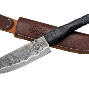 BUMPY BAZAR Raven hilt head Norse Viking-styled Knife 10.3" - Hand Forged 6.5" Carbon Steel Blade - unique anti slip leather handle grip