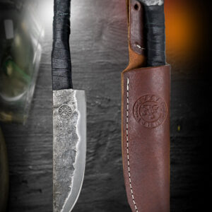 BUMPY BAZAR Raven hilt head Norse Viking-styled Knife 10.3" - Hand Forged 6.5" Carbon Steel Blade - unique anti slip leather handle grip