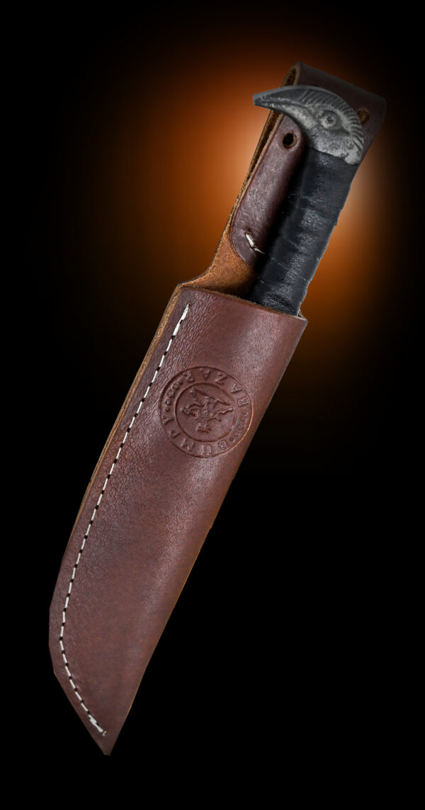 BUMPY BAZAR Raven hilt head Norse Viking-styled Knife 10.3" - Hand Forged 6.5" Carbon Steel Blade - unique anti slip leather handle grip - Image 5