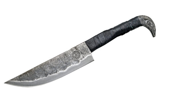 BUMPY BAZAR Raven hilt head Norse Viking-styled Knife 10.3" - Hand Forged 6.5" Carbon Steel Blade - unique anti slip leather handle grip - Image 4