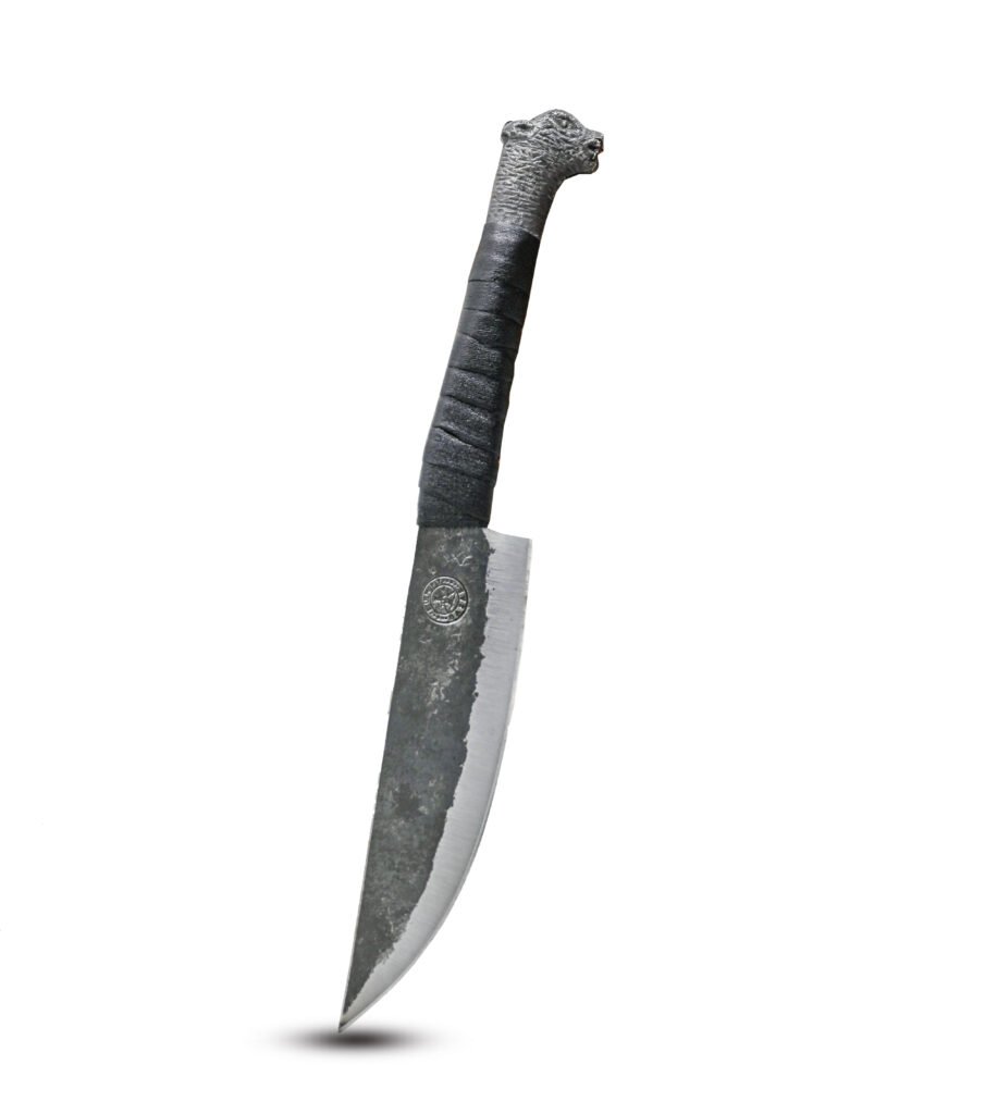 Hand Forged Viking Knife- Norse Wolf Head, High Carbon Steel Blade