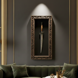 Handcrafted Damascus Steel Shadow Box - Framed Luxury Wall Decor for Office or living room