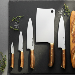 5 pieces personalised J2 Steel Kitchen Knife Set – Rose Wood Handles - gift for him (Copy)