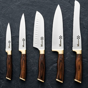 Handmade 5-Piece Kitchen Knife Set with Rosewood Handles | Professional Chef Knife Set | Custom Forged Stainless Steel Kitchen Knives | Culinary Gift for Him | Santoku, Bread & Paring Knife Set | Wedding & Anniversary Gift