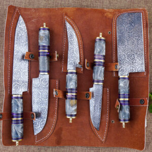 Handmade Engraved Chef Knife Set J2 Steel - Anniversary Gift for Husband