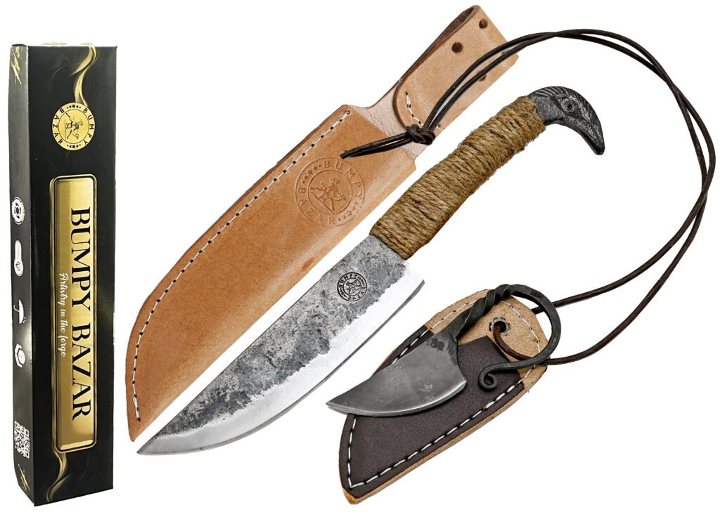 Hand‑Forged Viking Style Knife – Raven Hilt head Utility knife - Carbon Steel full tang