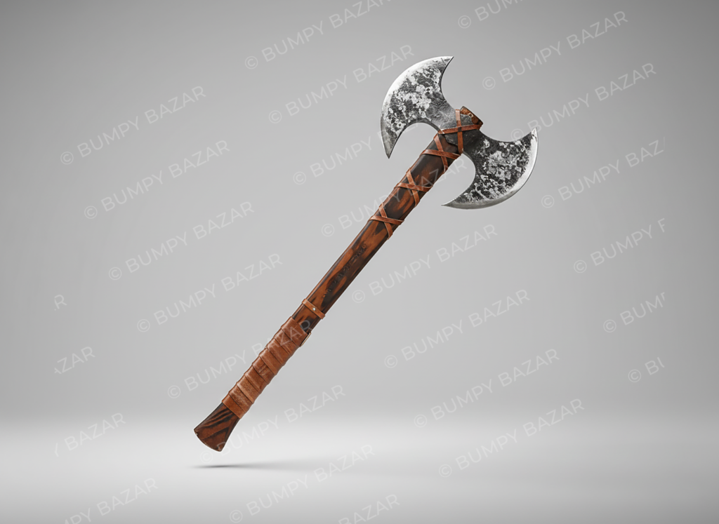 Hand Forged Double Bit Axe | Rustic Carbon Steel Outdoor Axe | Cabin Decor & Wood Chopping Tool | Handmade | 38 Inch | Bumpy Bazar Gift for Him