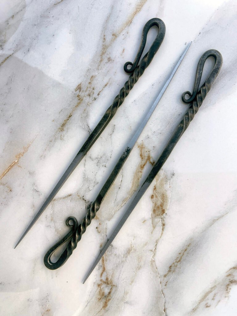 10 inch Hand Forged Twisted Metal Spikes Grill Set of 3 by BUMPY BAZAR