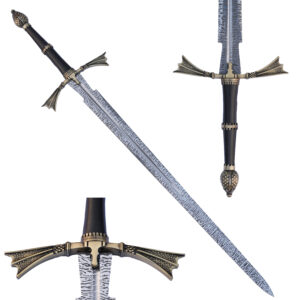 Dark Sister Fantasy Sword - 41-Inch Handcrafted Blade with Ornate Guard and Wall Mount - Medieval Dragon Sword Replica