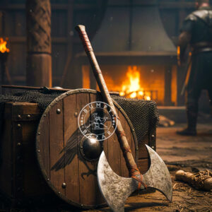 Hand Forged Double Headed Axe - High Carbon Steel Viking Style Battle Axe, Custom Wood Splitting Tool for Camping and Cabin Decor
