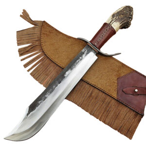 Handmade 1095 carbon Steel Bushcraft Knife with Antler Horn Handle