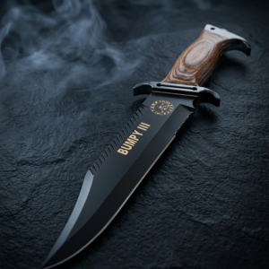 Official Bumpy III Tactical Hunting Knife – 18" Handforged J2 Steel Bowie with Leather Sheath