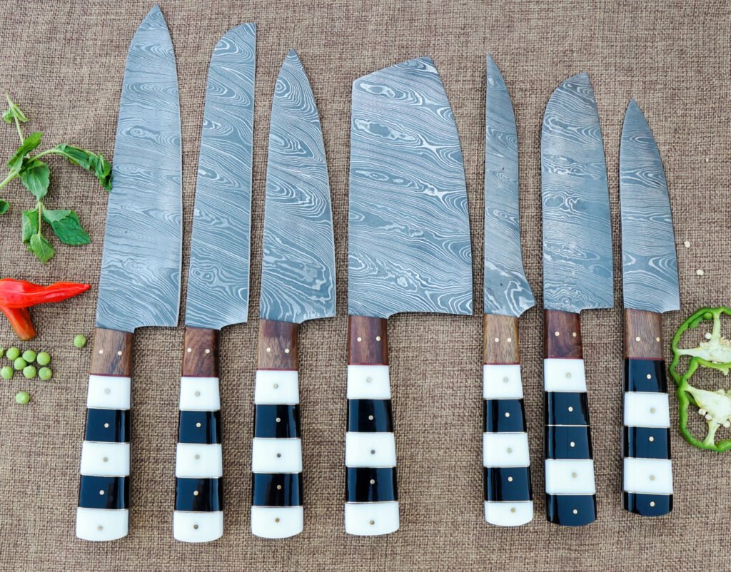 7pc Damascus Steel Kitchen Knife Set | Professional Culinary Tools BY BUMPY BAZAR