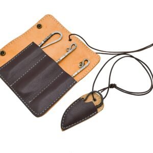 Hand Forged Medieval Cutlery Set with Leather Pouch, Viking Stainless Steel Knife Fork Spoon
