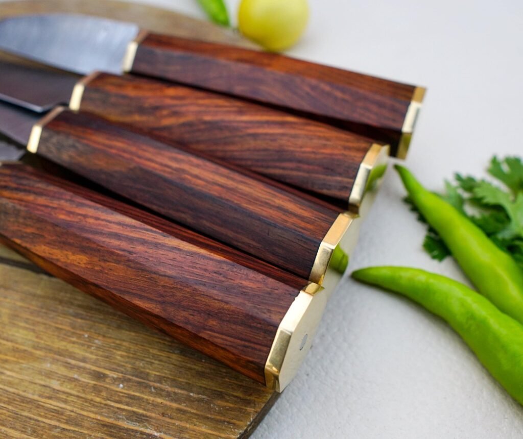 Hand Forged Damascus Chef Knife Set - Rosewood Handle, 7 Piece