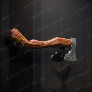 Hand Carved Rosewood Mermaid Axe, Carbon Steel Blade, Engraved Collectible (Wooden Box)