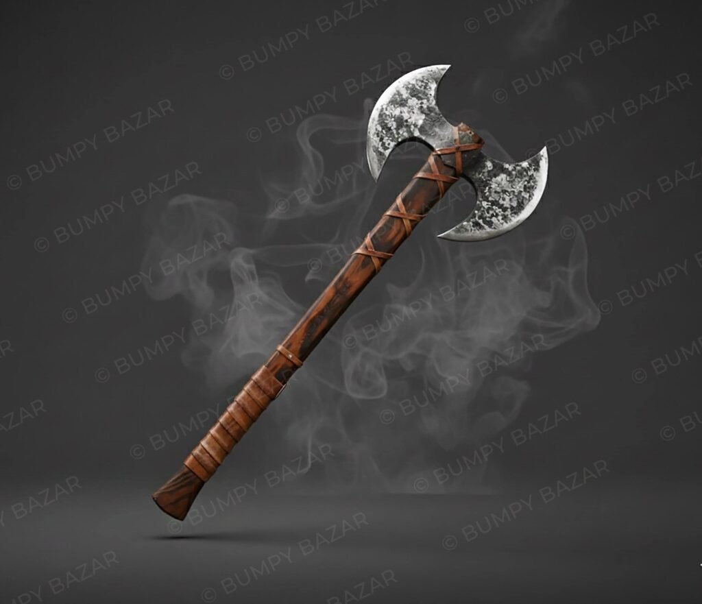 Viking Double headed Axe | Hand-Forged Rustic Splitting Tool comes with leather sheath